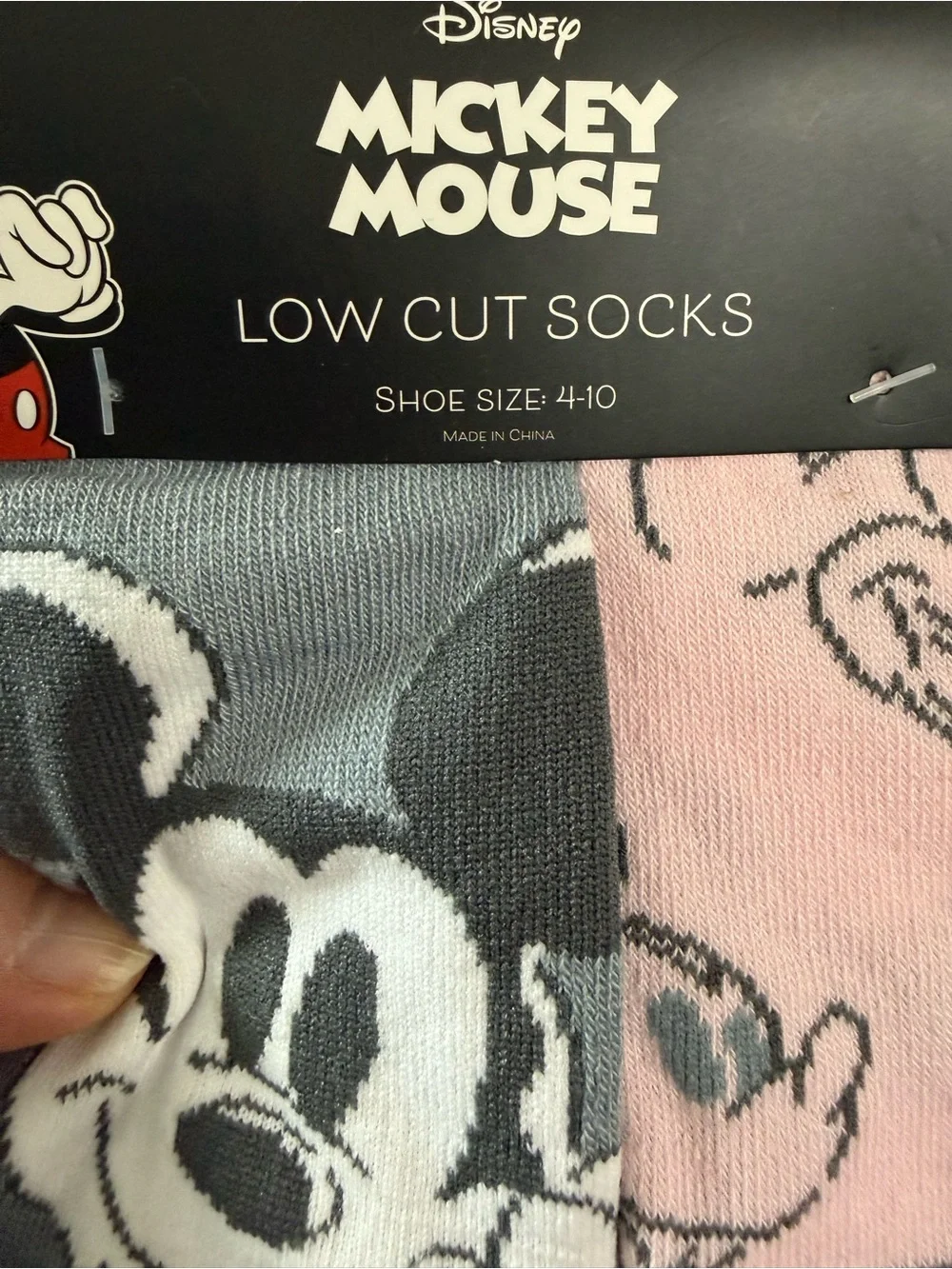 Disney Mickey Mouse Low Cut Socks - Gray & Pink. 10 pair